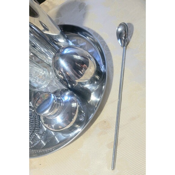 Bartending Tools w Silver Tray Cocktail Shaker Strainer Jigger Stirs Bar Spoon - Picture 4 of 16